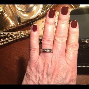 925 Sterling Silver & rhodium plate wedding band princess cut cz